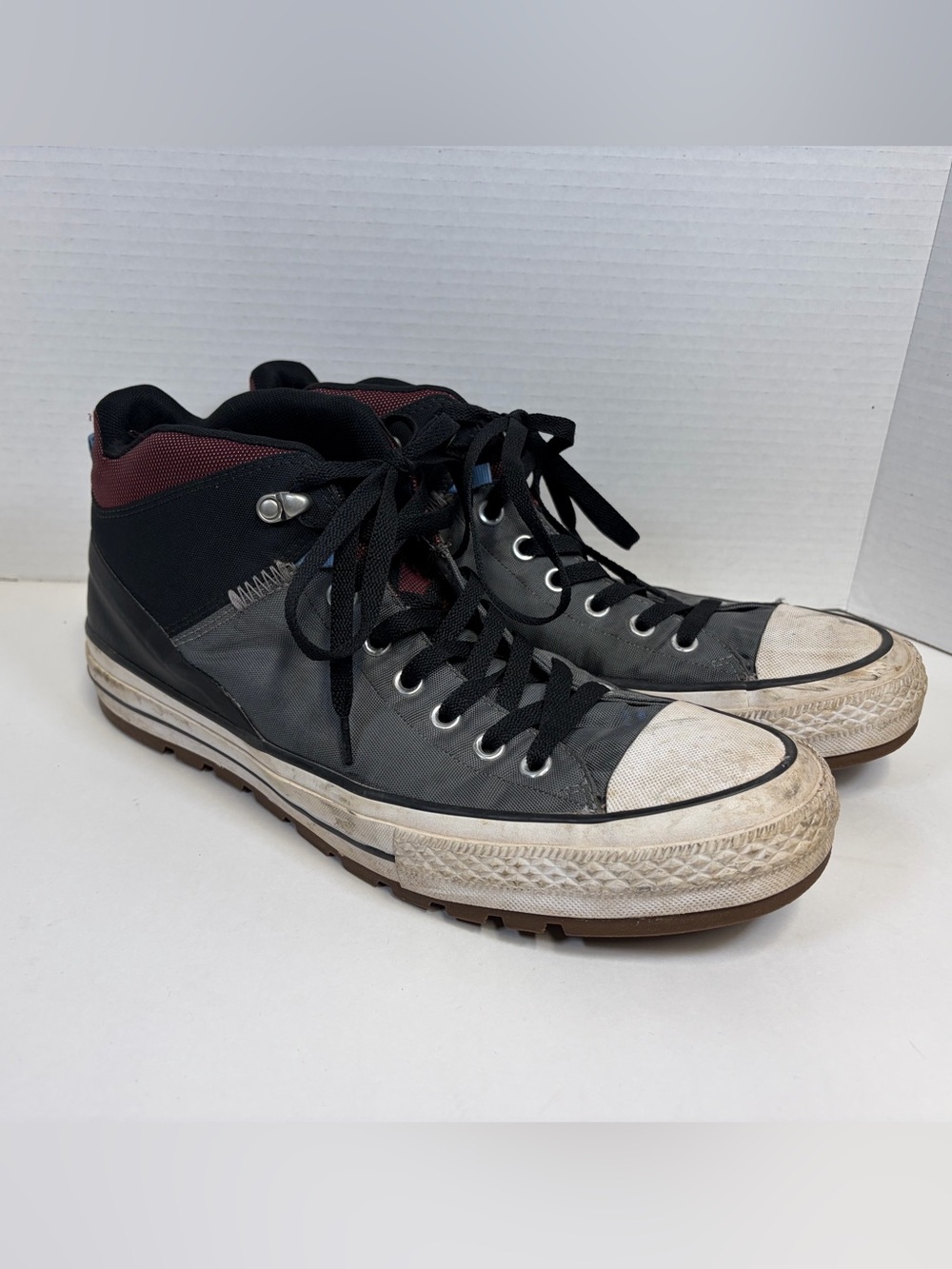 Converse Black and Burgundy High-Top Sneakers